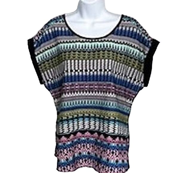 Antilia Femme Size M Southwestern Multi Color Print Blouse - Picture 2 of 9